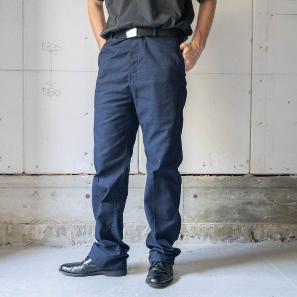 around1990s France Adolphe Lafont cotton twill work pants -black dyed- 'dead stock'