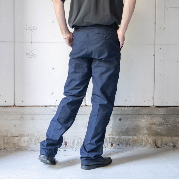 around1990s France Adolphe Lafont cotton twill work pants -black dyed- 'dead stock'