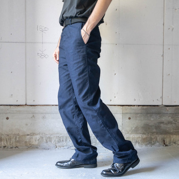 around1990s France Adolphe Lafont cotton twill work pants -black dyed- 'dead stock'