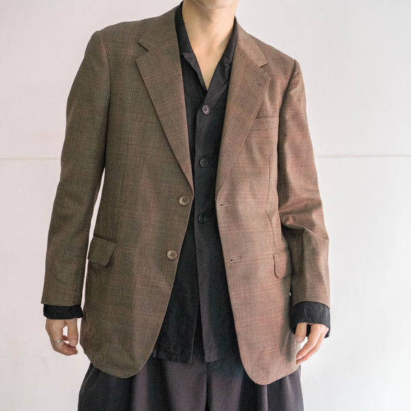 1980s Japan vintage brown × red striped tailored jacket