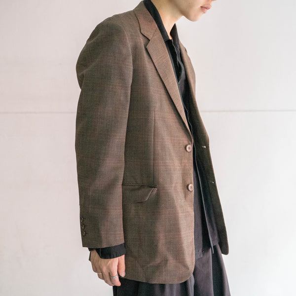 1980s Japan vintage brown × red striped tailored jacket