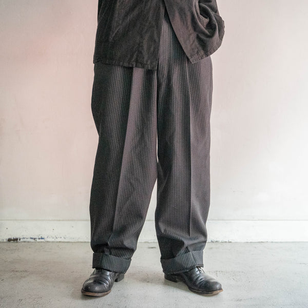 1970s Japan vintage black striped 2 tuck wool pants