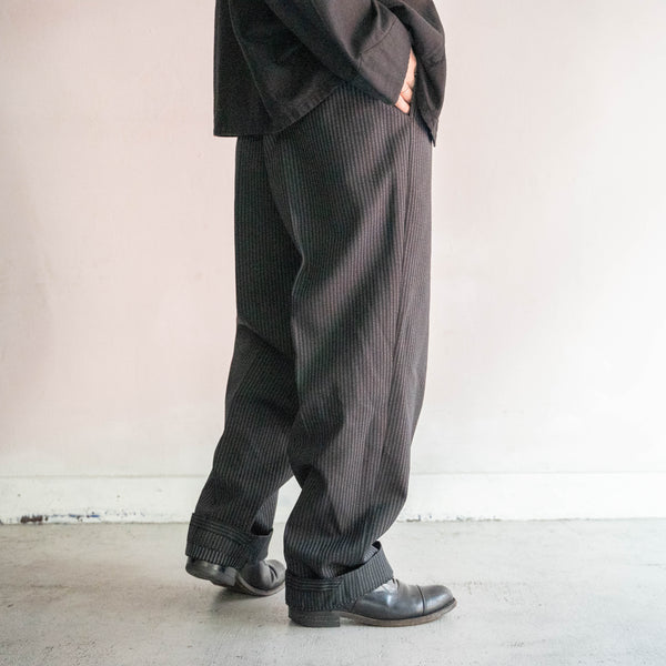 1970s Japan vintage black striped 2 tuck wool pants