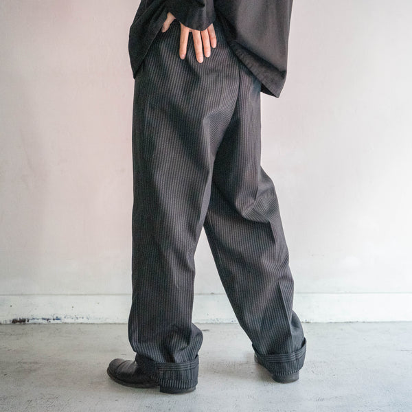 1970s Japan vintage black striped 2 tuck wool pants