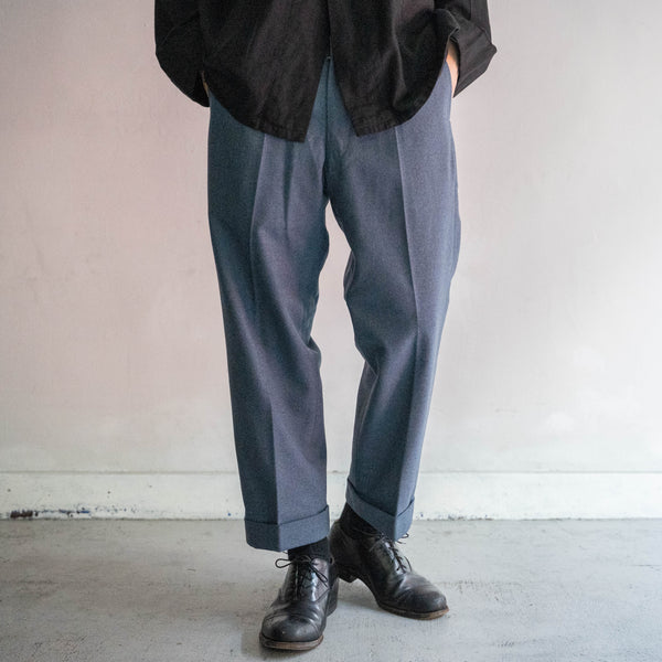 1990s Japan vintage smoky blue one tuck wool slacks