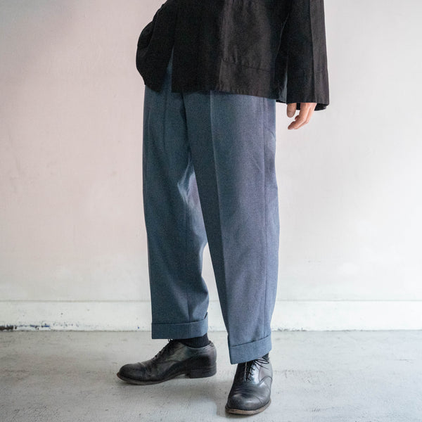 1990s Japan vintage smoky blue one tuck wool slacks