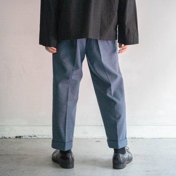 1990s Japan vintage smoky blue one tuck wool slacks