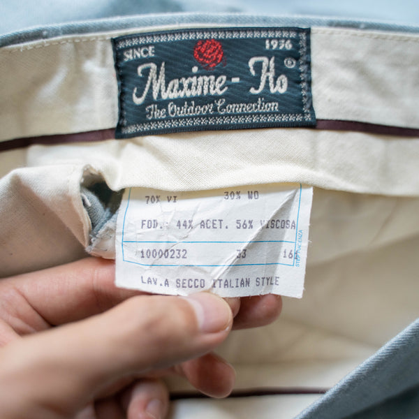 1980-90s ice blue 2 tuck slacks -light weight- 'dead stock'
