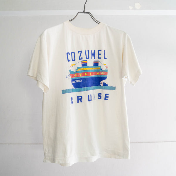 around1990s white color cruise design T-shirt -single stitch-