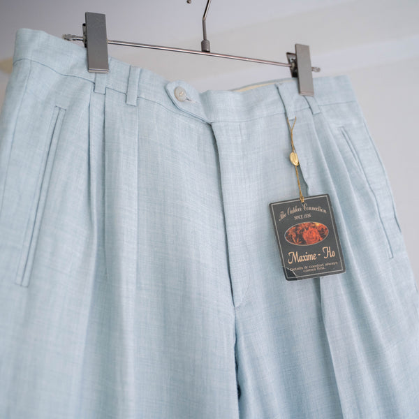 1980-90s ice blue 2 tuck slacks -light weight- 'dead stock'