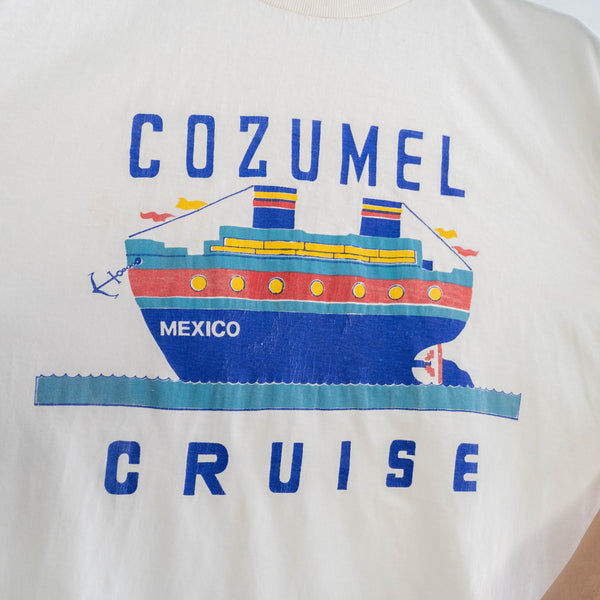 around1990s white color cruise design T-shirt -single stitch-