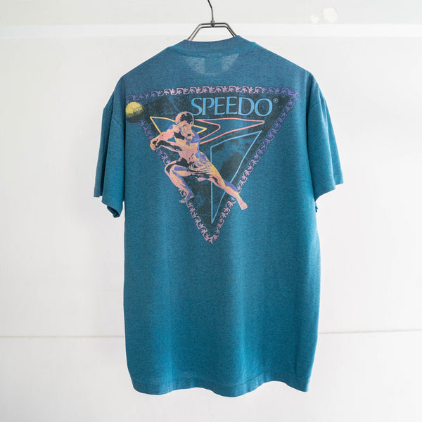 around1990s 'SPEEDO' dark blue design T-shirt -single stitch- "made in USA"