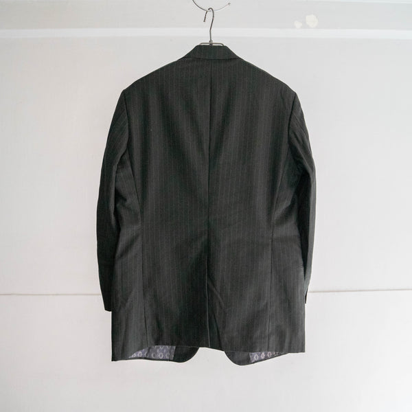 1970s Japan vintage gray green striped set up