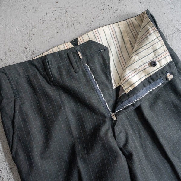 1970s Japan vintage gray green striped set up