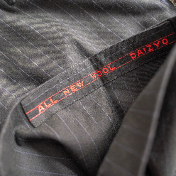 1970s Japan vintage gray green striped set up