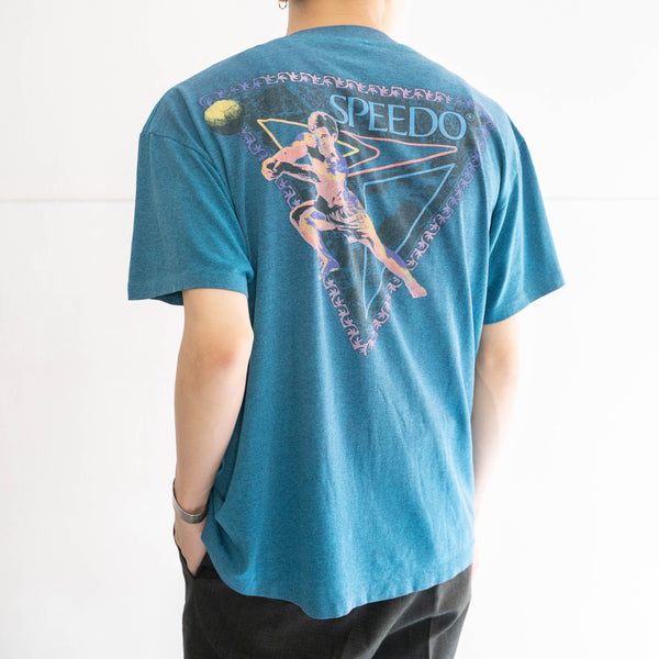 around1990s 'SPEEDO' dark blue design T-shirt -single stitch- "made in USA"