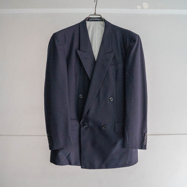 1970s Japan vintage navy all over pattern double breasted set up