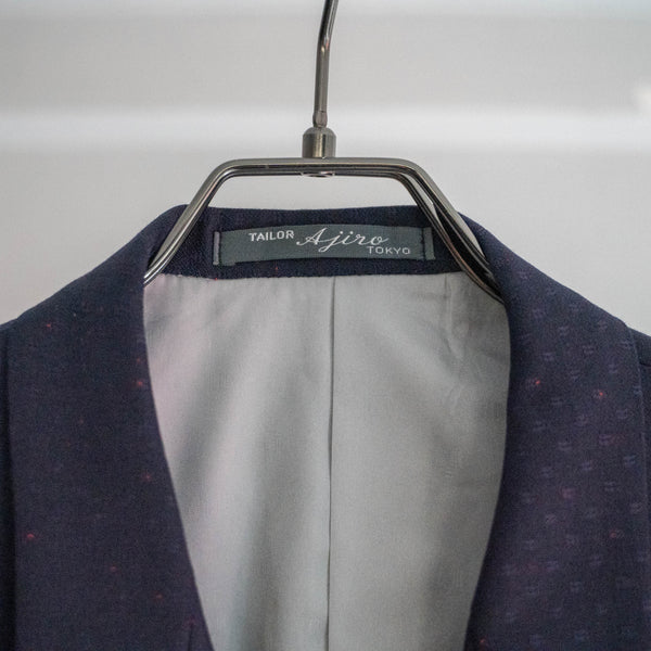 1970s Japan vintage navy all over pattern double breasted set up