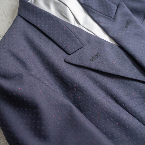 1970s Japan vintage navy all over pattern double breasted set up