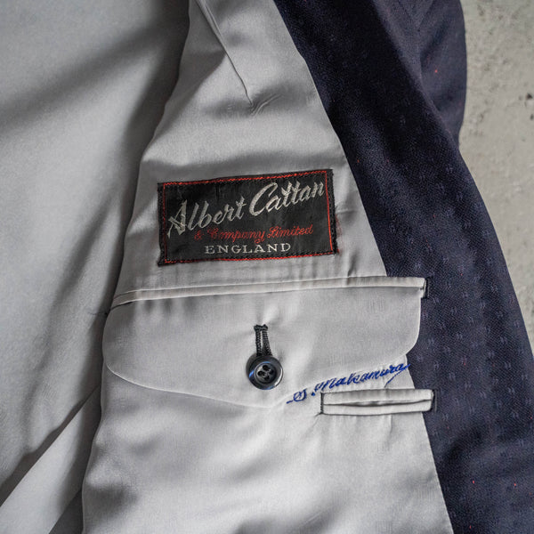 1970s Japan vintage navy all over pattern double breasted set up