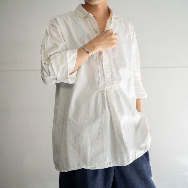1970-80s Europe white cotton 100 smock shirt