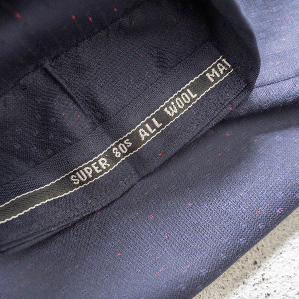 1970s Japan vintage navy all over pattern double breasted set up