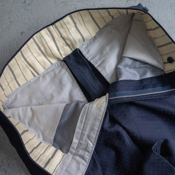 1970s Japan vintage navy all over pattern double breasted set up