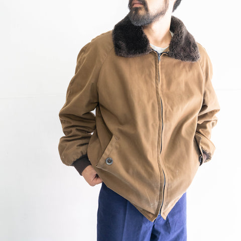 1970-80s brown color zip up work blouson "fur-piece"