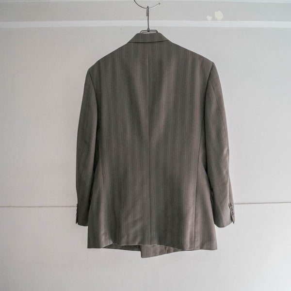1990s Japan vintage gray striped double breasted tailored jacket
