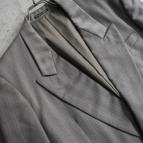 1990s Japan vintage gray striped double breasted tailored jacket