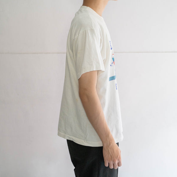 around1990s white color cruise design T-shirt -single stitch-