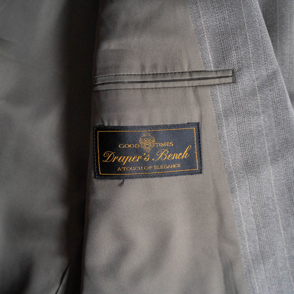 1990s Japan vintage gray striped double breasted tailored jacket