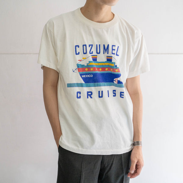 around1990s white color cruise design T-shirt -single stitch-