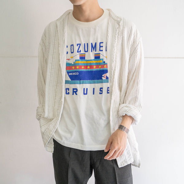 around1990s white color cruise design T-shirt -single stitch-