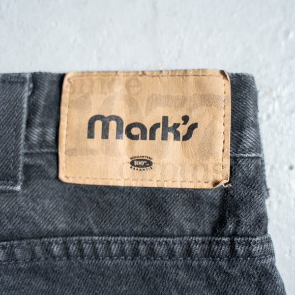 1990-00s black color denim pants -waist code remake-