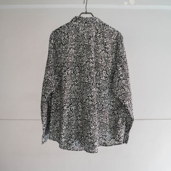 2000s OLD NAVY black × white aloha l/s shirt