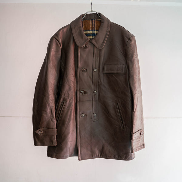 1960-70s France brown corbusier leather jacket