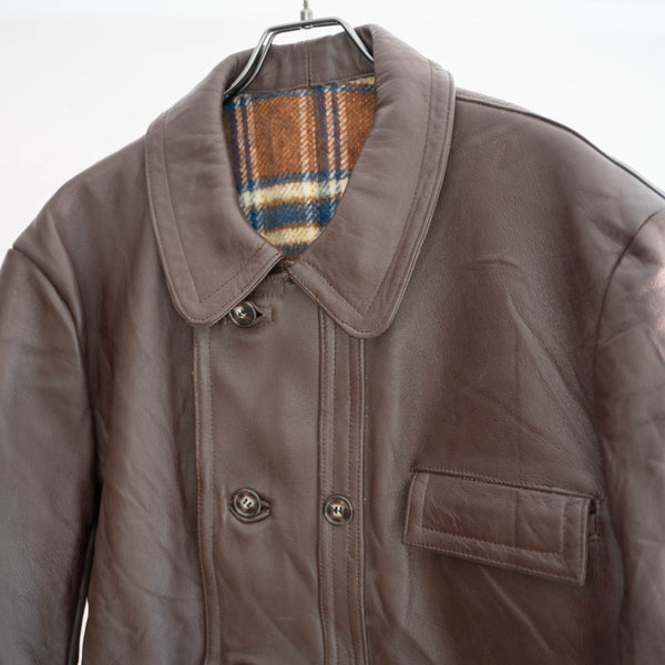 1960-70s France brown corbusier leather jacket