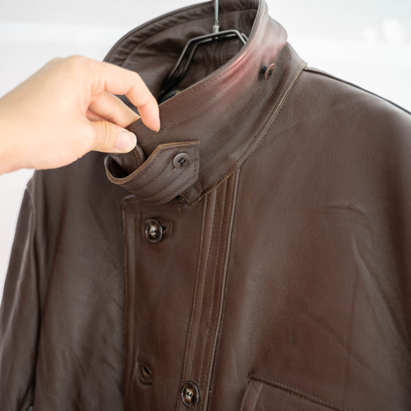 1960-70s France brown corbusier leather jacket