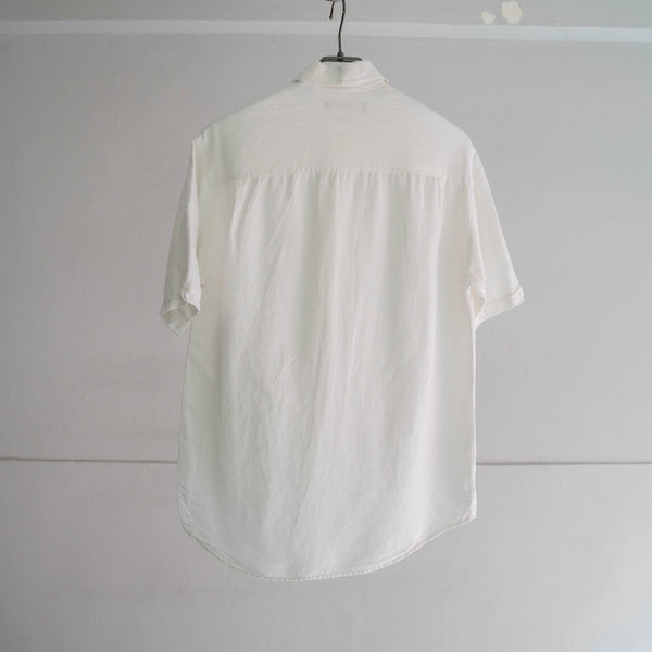 1990s white linen × rayon cuba s/s shirt