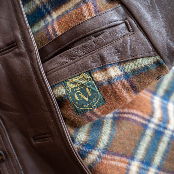 1960-70s France brown corbusier leather jacket