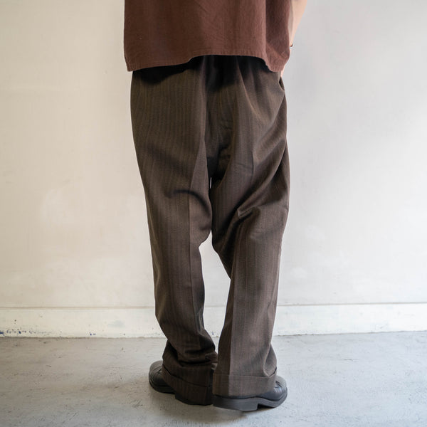 1980s Japan vintage brown stripe slacks -waist remake-