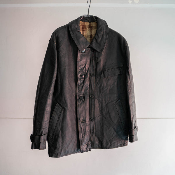 1960-70s France black corbusier leather jacket -2