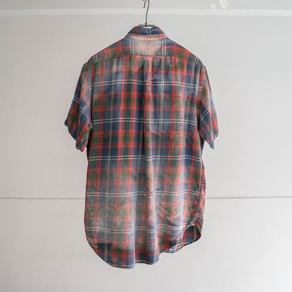 1990-00s Ralph Lauren check s/s shirt -super fade-