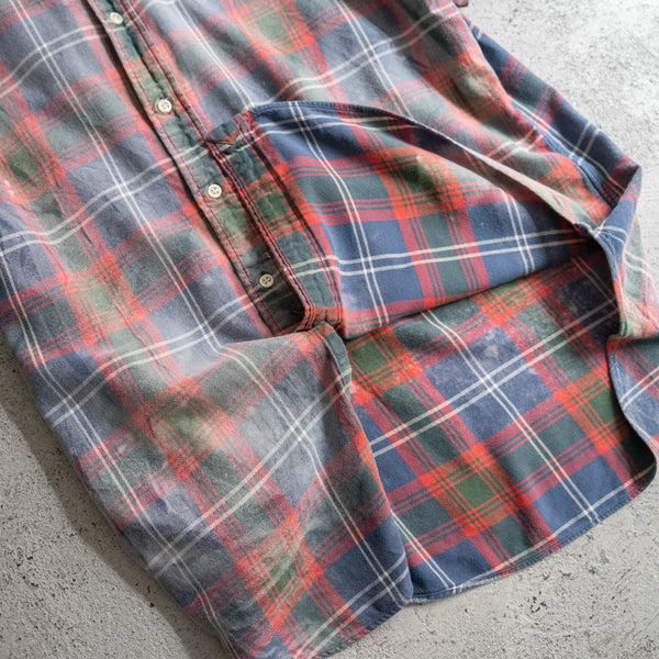 1990-00s Ralph Lauren check s/s shirt -super fade-