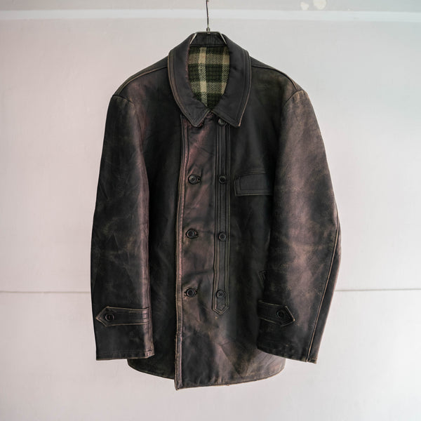 1960-70s France black corbusier leather jacket -1