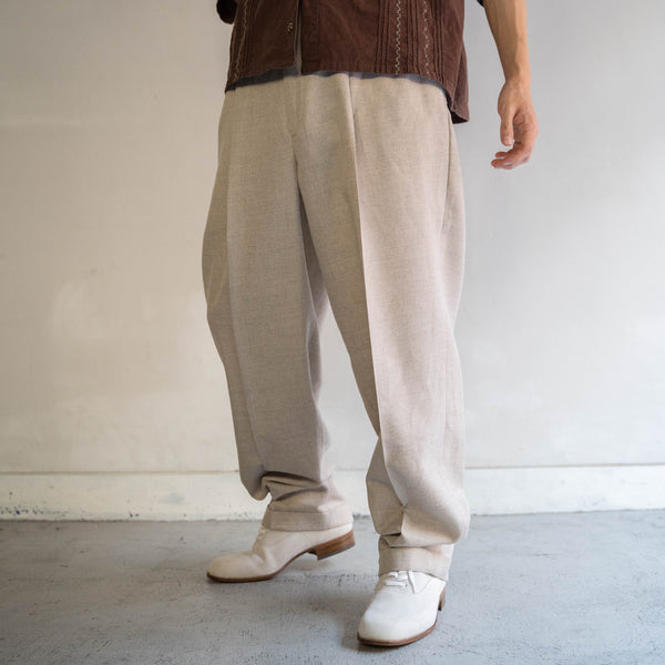 2000s ivory herringbone 2 tuck slacks