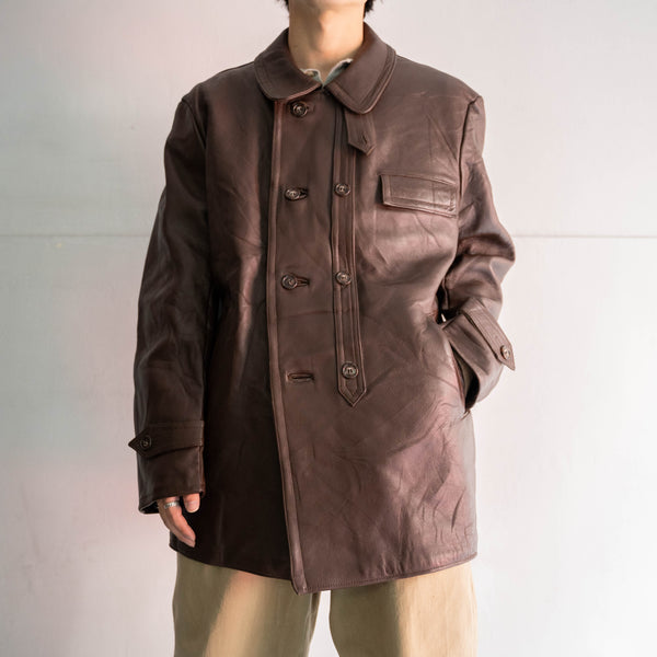 1960-70s France brown corbusier leather jacket