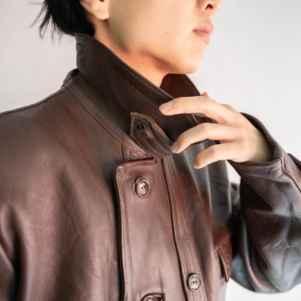 1960-70s France brown corbusier leather jacket