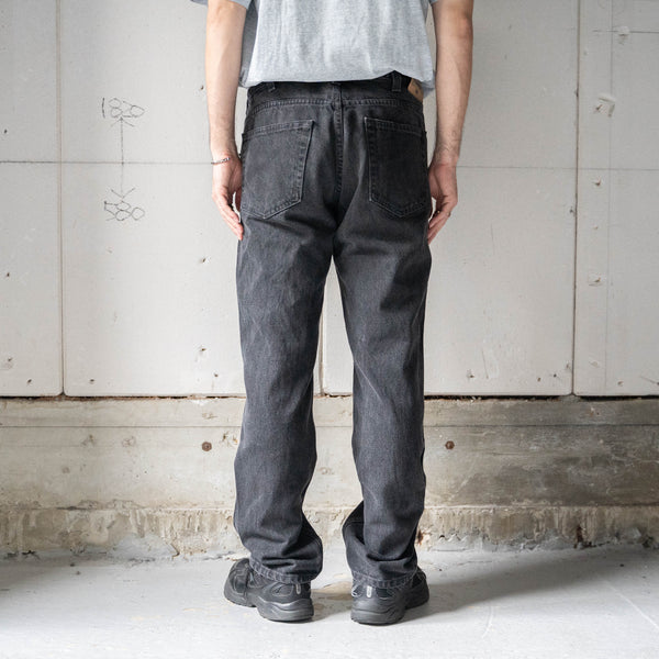 1990-00s black color denim pants -waist code remake-